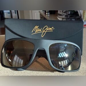 Maui Jim Peahi Black Matte Rubber Polarized Wrap Sunglasses